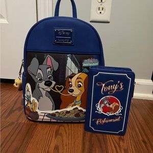 Disney Lady & The Tramp Loungefly Mini Backpack Wallet(Read